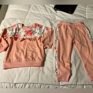 18-24 Mth Girls Fall Outfits Long Sleeve Round‎ Neckline Tops Pants  2Pcs Set